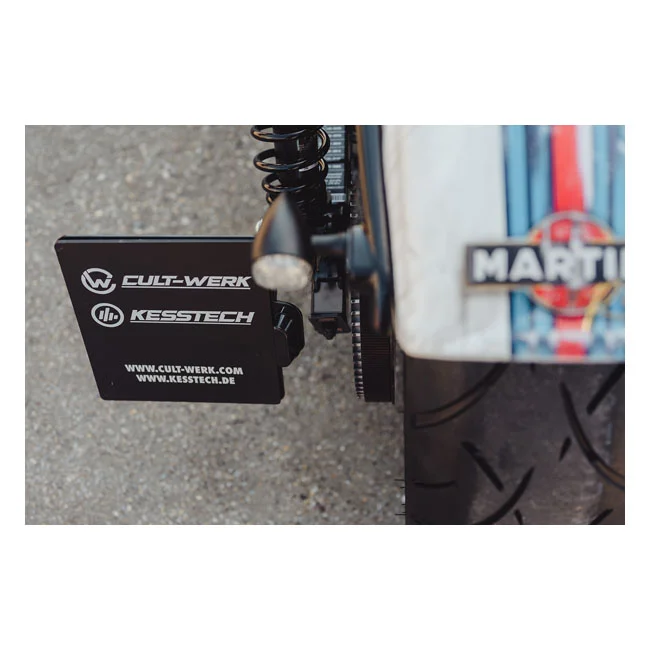 Cult-Werk Side mount license plate bracket, black. Germany