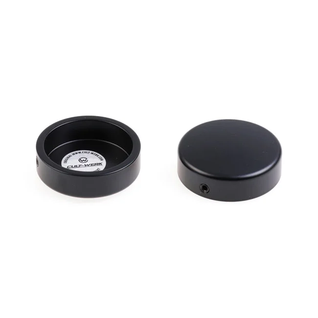 Cult-Werk 2-piece fork tube cap bolt cover kit. Black