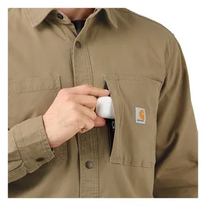 Carhartt Carhartt Fleece Lined denim shirt jac dark khaki