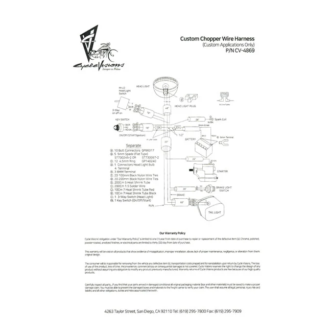 Cycle Visions Visions, chopper wiring harness kit