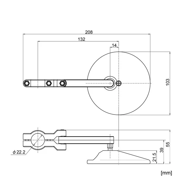 Daytona Clamp-on ABS mirror. 22mm