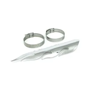MCS Flamed heat shield set 8" long chrome