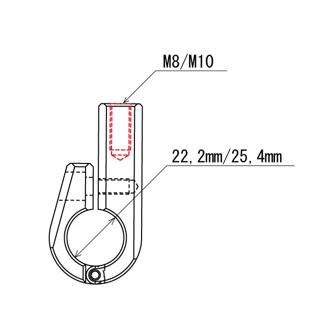 Daytona Universal bracket. Top mount. 7/8" ID, M10 thread