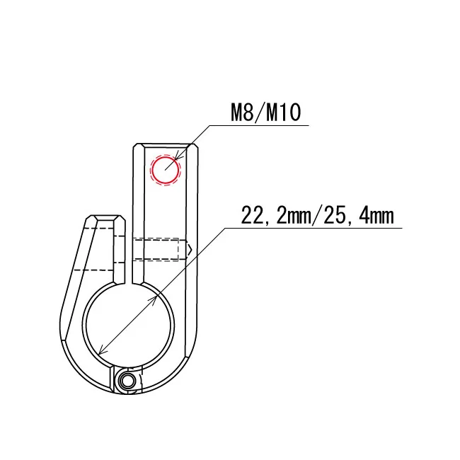 Daytona Universal bracket. Side-mount. 7/8" ID. M8 thread