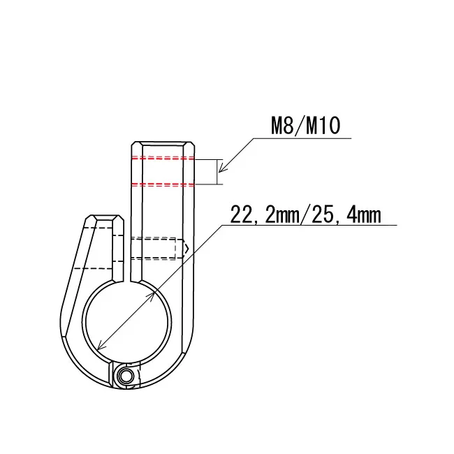 Daytona Universal bracket. Front-mount. 7/8" ID. M8 thread