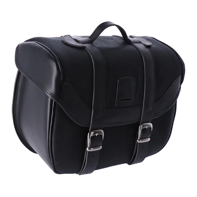 Longride Click-on Retro saddlebag waxed cotton. Black