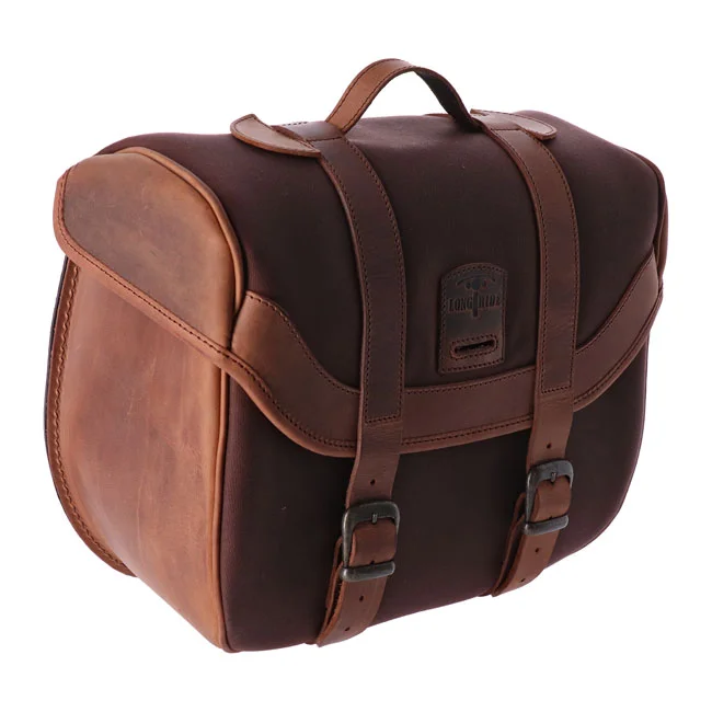 Longride Click-on Retro saddlebag waxed cotton. Brown