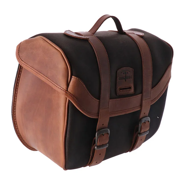 Longride Click-on Retro saddlebag waxed cotton. Khaki