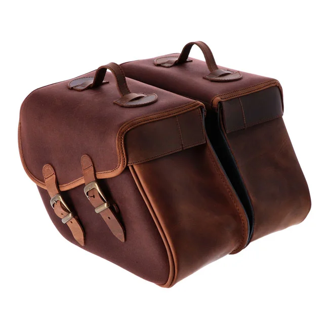 Longride Waxed cotton saddlebags. Brown