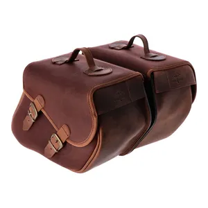 Longride Longride, waxed cotton saddlebags. Brown