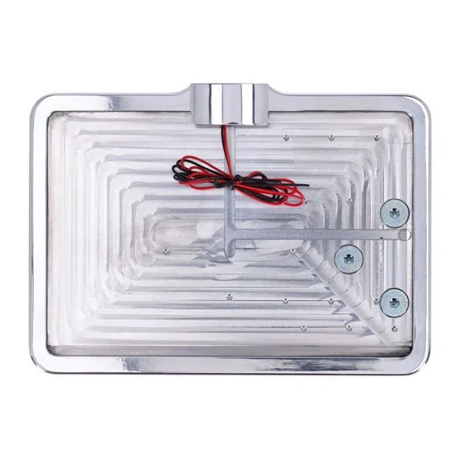 CPV ''slide-in'' license plate bracket. Side mount, polished