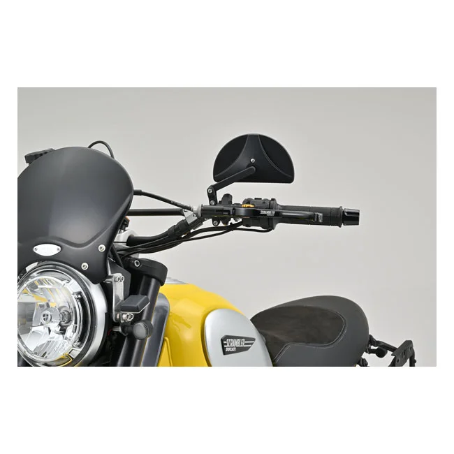 Daytona Clamp-on D-Mirror-19 Half Moon. Black. L&R