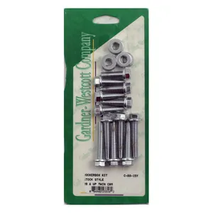 Gardner-Westcott GW, rocker box top bolt kit. Flanged hex, chrome