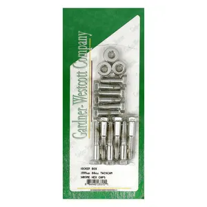 Gardner-Westcott GW, rocker box top bolt kit. Hex, chrome