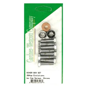 Gardner-Westcott GW, rocker box top bolt kit. Hex, chrome