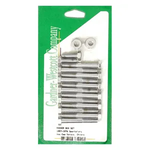 Gardner-Westcott GW, Sportster rocker box bolt kit. Hex, chrome