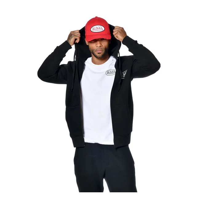 Von Dutch Logo zip hoodie black