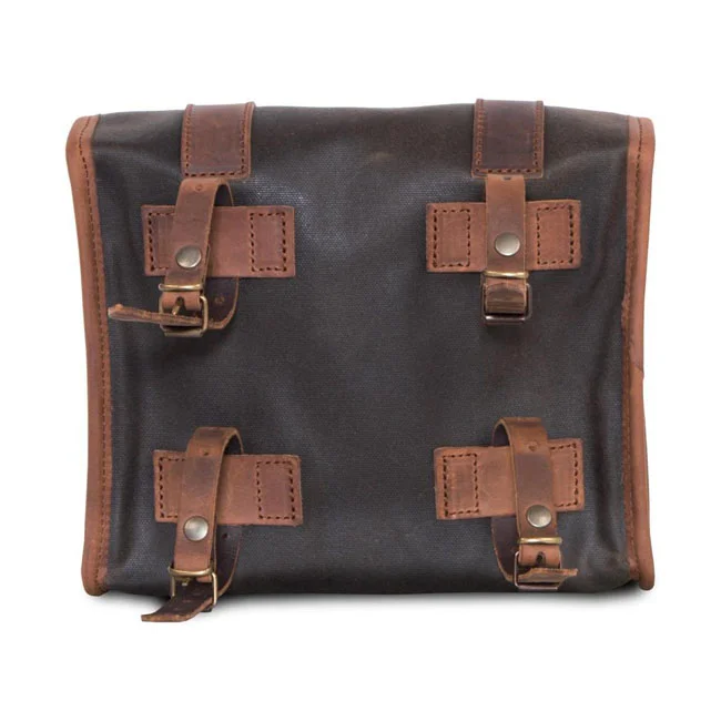 Longride ''Mini'' waxed cotton saddlebag. Khaki