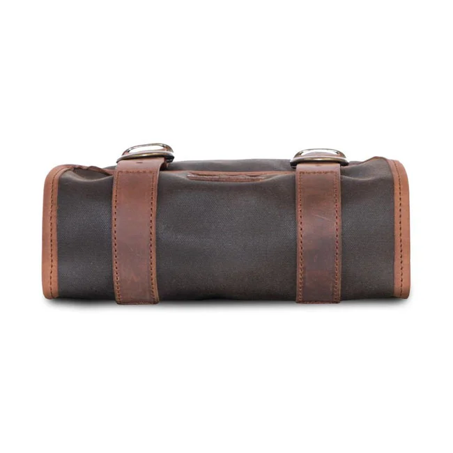 Longride ''Mini'' waxed cotton saddlebag. Khaki