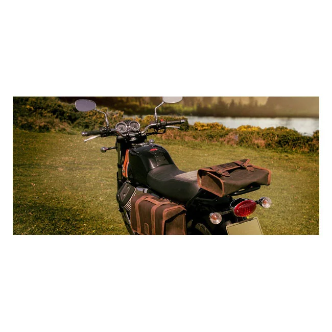 Longride ''Mini'' waxed cotton saddlebag. Khaki