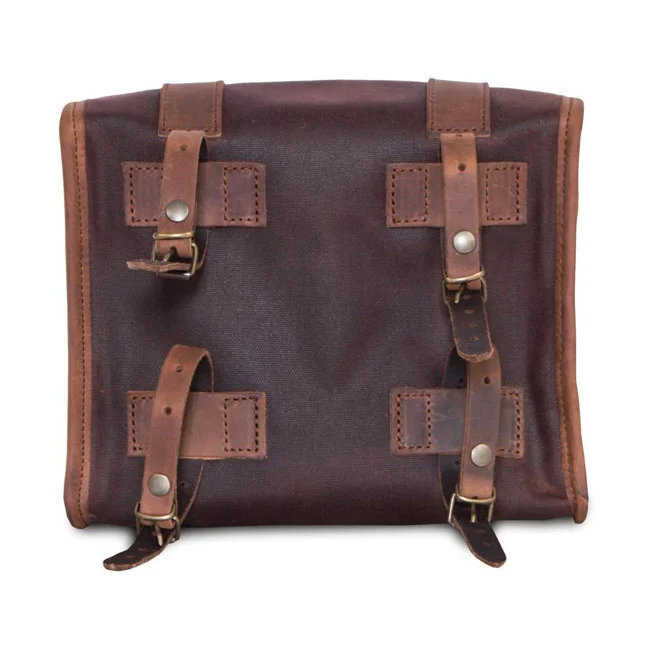 Longride ''Mini'' waxed cotton saddlebag. Marron Brown
