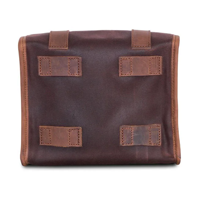 Longride ''Mini'' waxed cotton saddlebag. Marron Brown