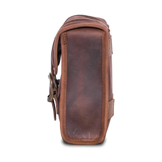 Longride ''Mini'' waxed cotton saddlebag. Marron Brown