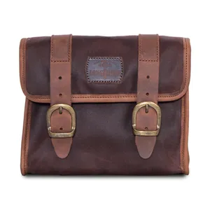 Longride Longride, ''Mini'' waxed cotton saddlebag. Marron Brown