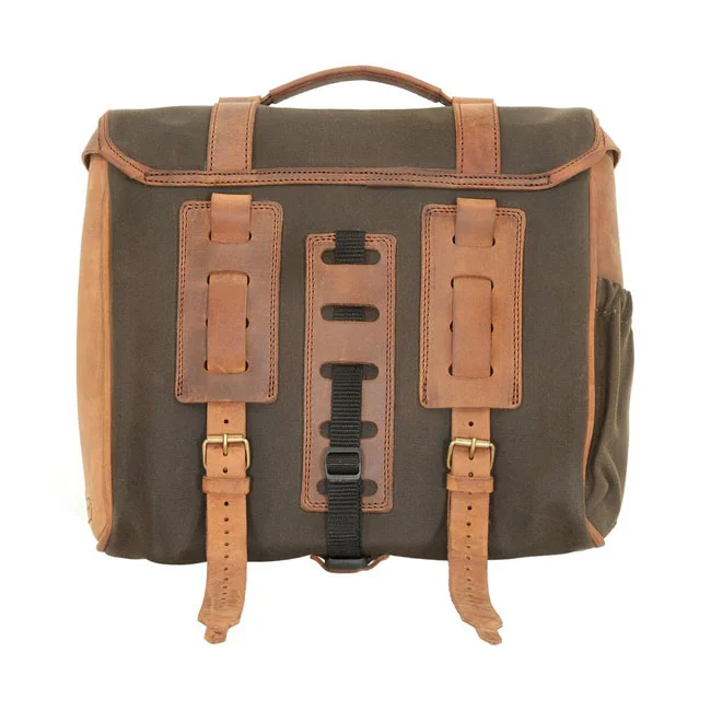 Longride ''Classic'' waxed cotton saddlebag. Khaki