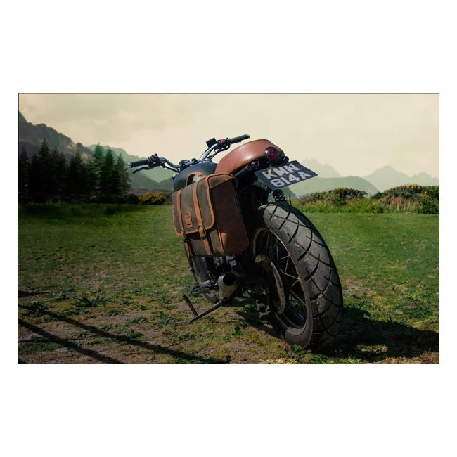 Longride ''Classic'' waxed cotton saddlebag. Khaki