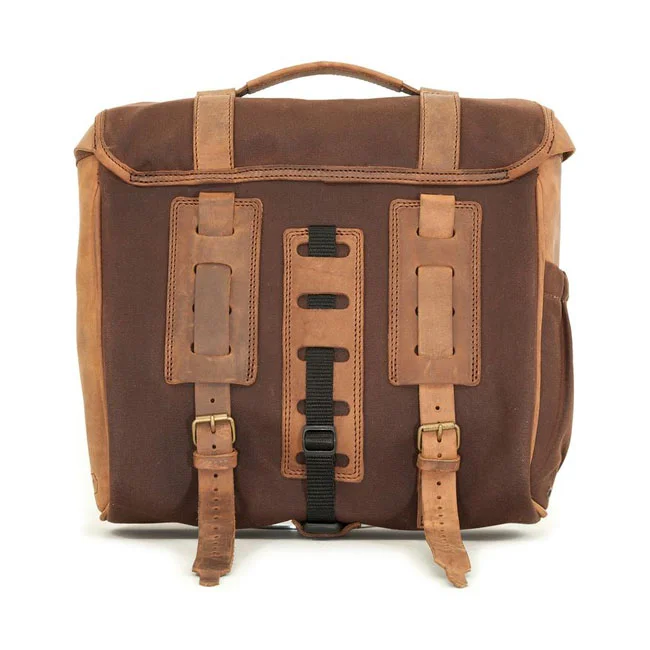 Longride ''Classic'' waxed cotton saddlebag. Marron Brown