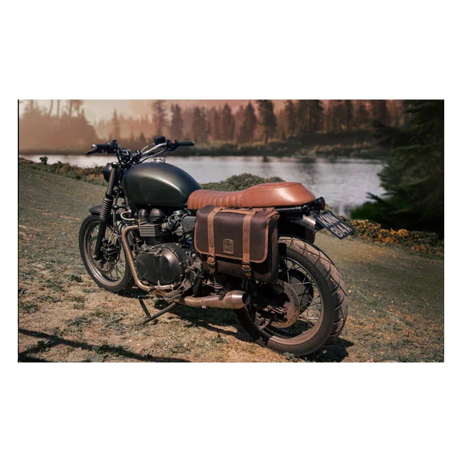 Longride ''Classic'' waxed cotton saddlebag. Marron Brown