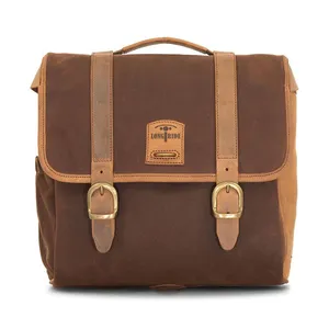Longride Longride, ''Classic'' waxed cotton saddlebag. Marron Brown