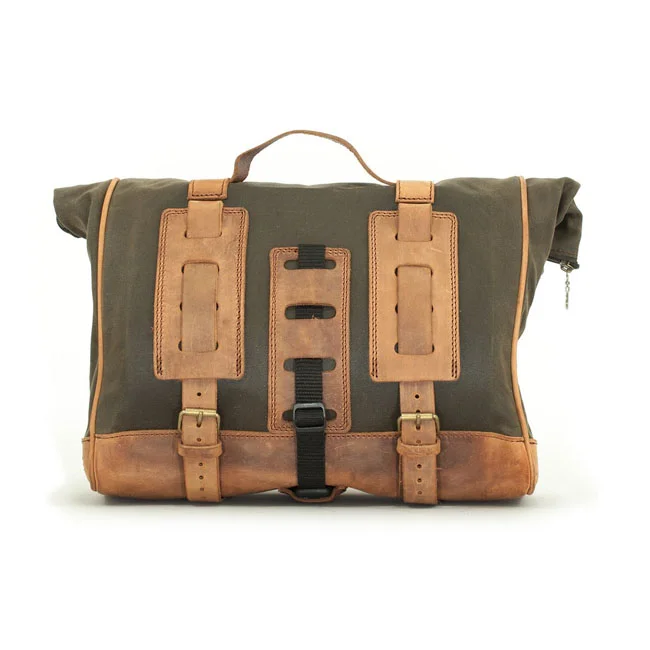 Longride ''Old Chopper'' waxed cotton saddlebag. Khaki