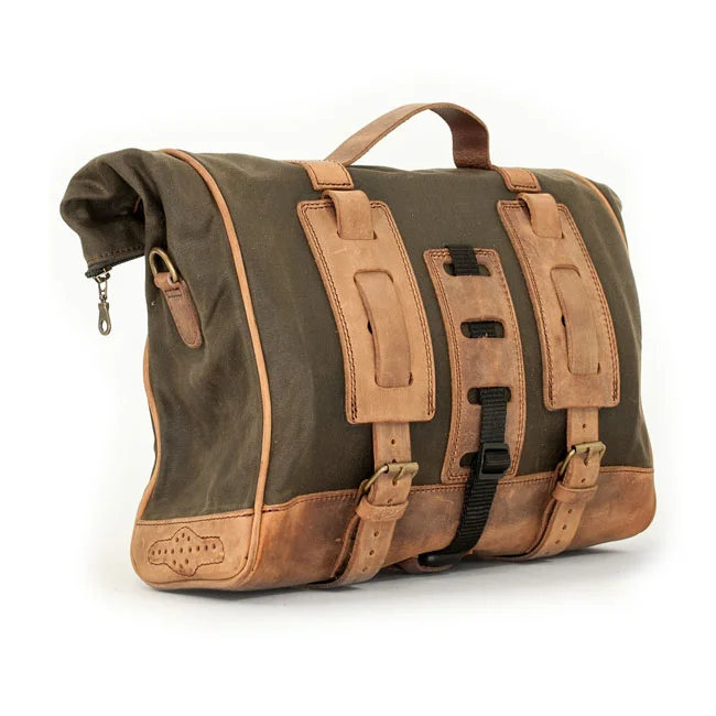 Longride ''Old Chopper'' waxed cotton saddlebag. Khaki