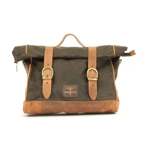 Longride Longride, ''Old Chopper'' waxed cotton saddlebag. Khaki