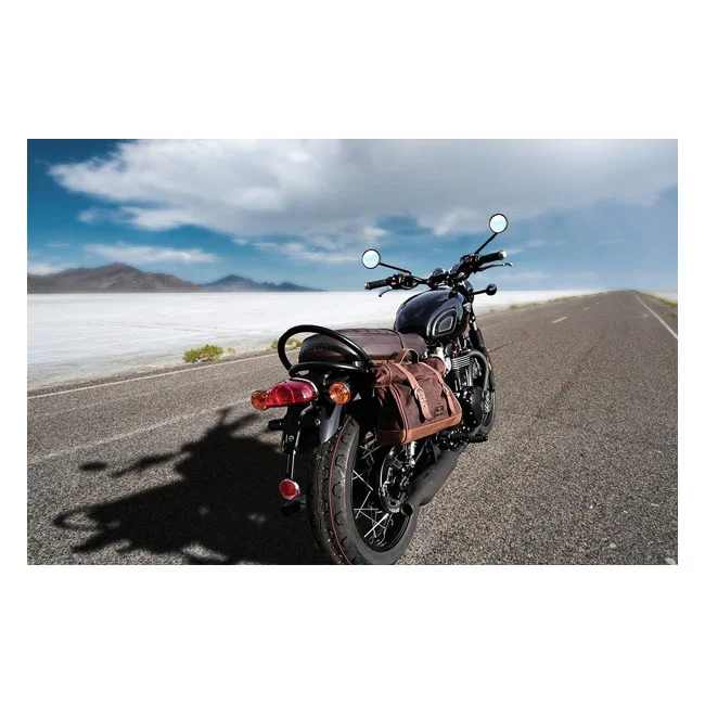 Longride ''Old Chopper'' waxed cotton saddlebag. Marron Brown
