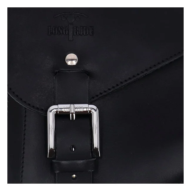 Longride Swingarm bag. Smooth, black leather
