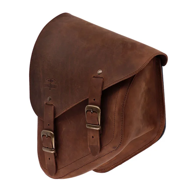 Longride Swingarm bag. Smooth, brown leather