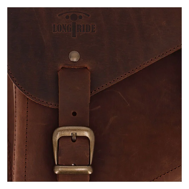 Longride Swingarm bag. Smooth, brown leather