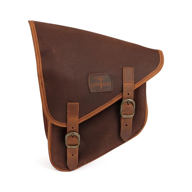 Longride Swingarm bag. Brown, waxed cotton