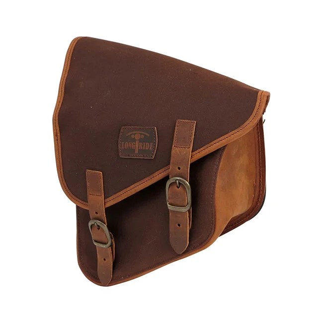 Longride Swingarm bag. Brown, waxed cotton