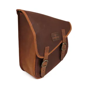 Longride Longride, swingarm bag. Brown, waxed cotton
