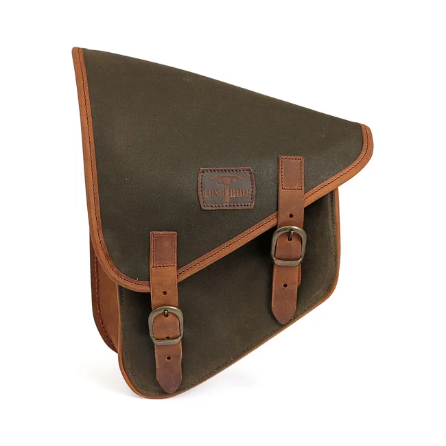 Longride Swingarm bag. Khaki, waxed cotton