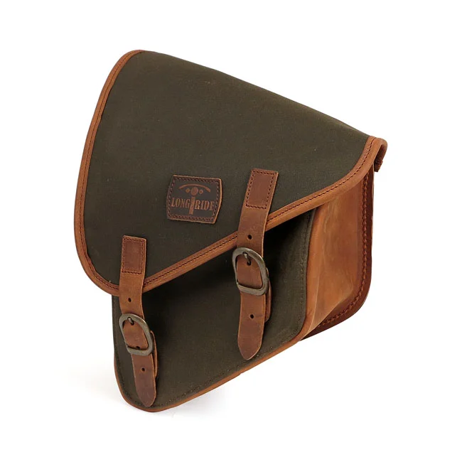 Longride Swingarm bag. Khaki, waxed cotton