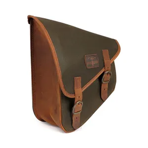 Longride Longride, swingarm bag. Khaki, waxed cotton