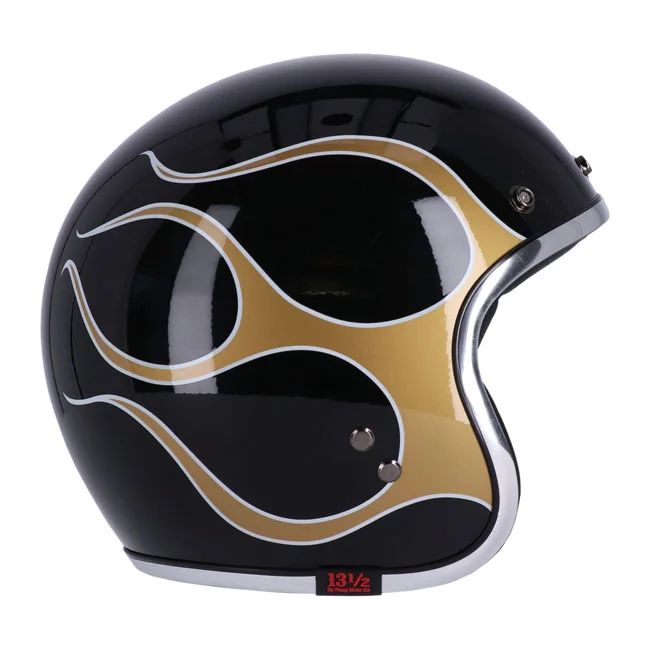 13 and a half company 1/2 Skull bucket helmet flames gold