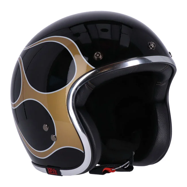 13 and a half company 1/2 Skull bucket helmet flames gold