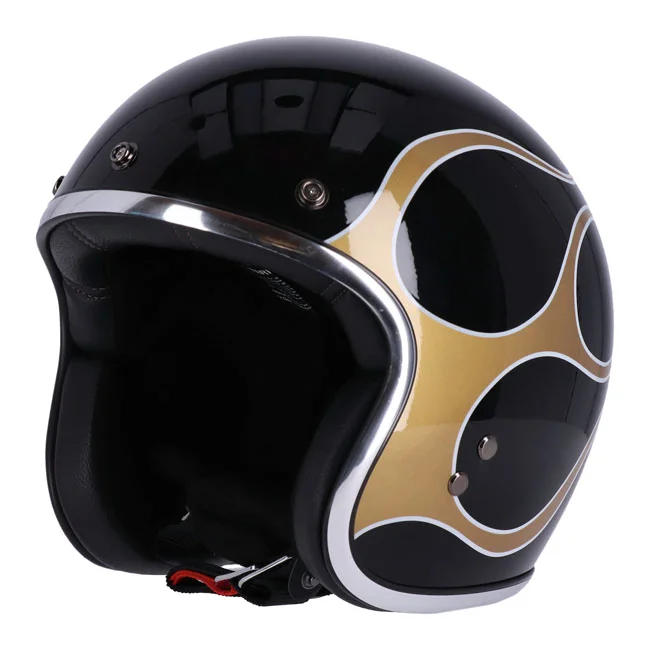 13 and a half company 1/2 Skull bucket helmet flames gold