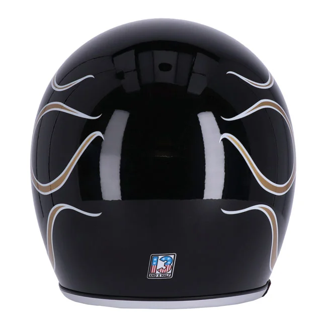 13 and a half company 1/2 Skull bucket helmet flames gold